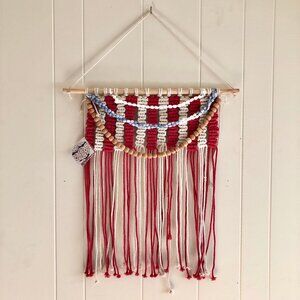 Concepts In Time USA Patriotic Macrame Wall Decor Americana Bohemian
